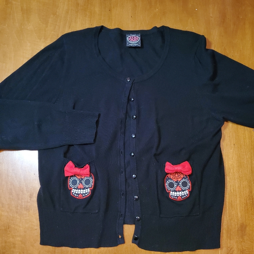 Too Fast Sugar Skull Pocket Cardigan